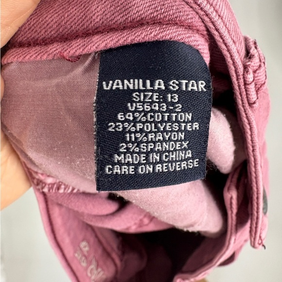 Vanilla Star Juniors burgundy Mid Rise Crop Jeans -13 - Picture 5 of 8